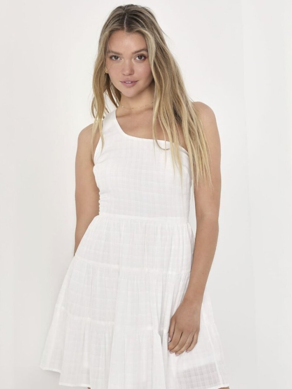 Lulus Adorable Sight White One-Shoulder Tiered Mini Dress NWT - Picture 2 of 8